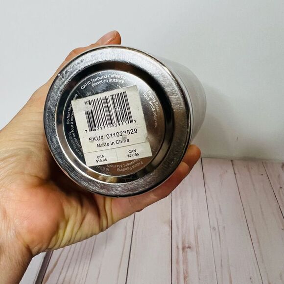 Starbucks 2010 Coffee Silver Embossed Emblem Tumbler Cup Mug - Picture 3 of 4